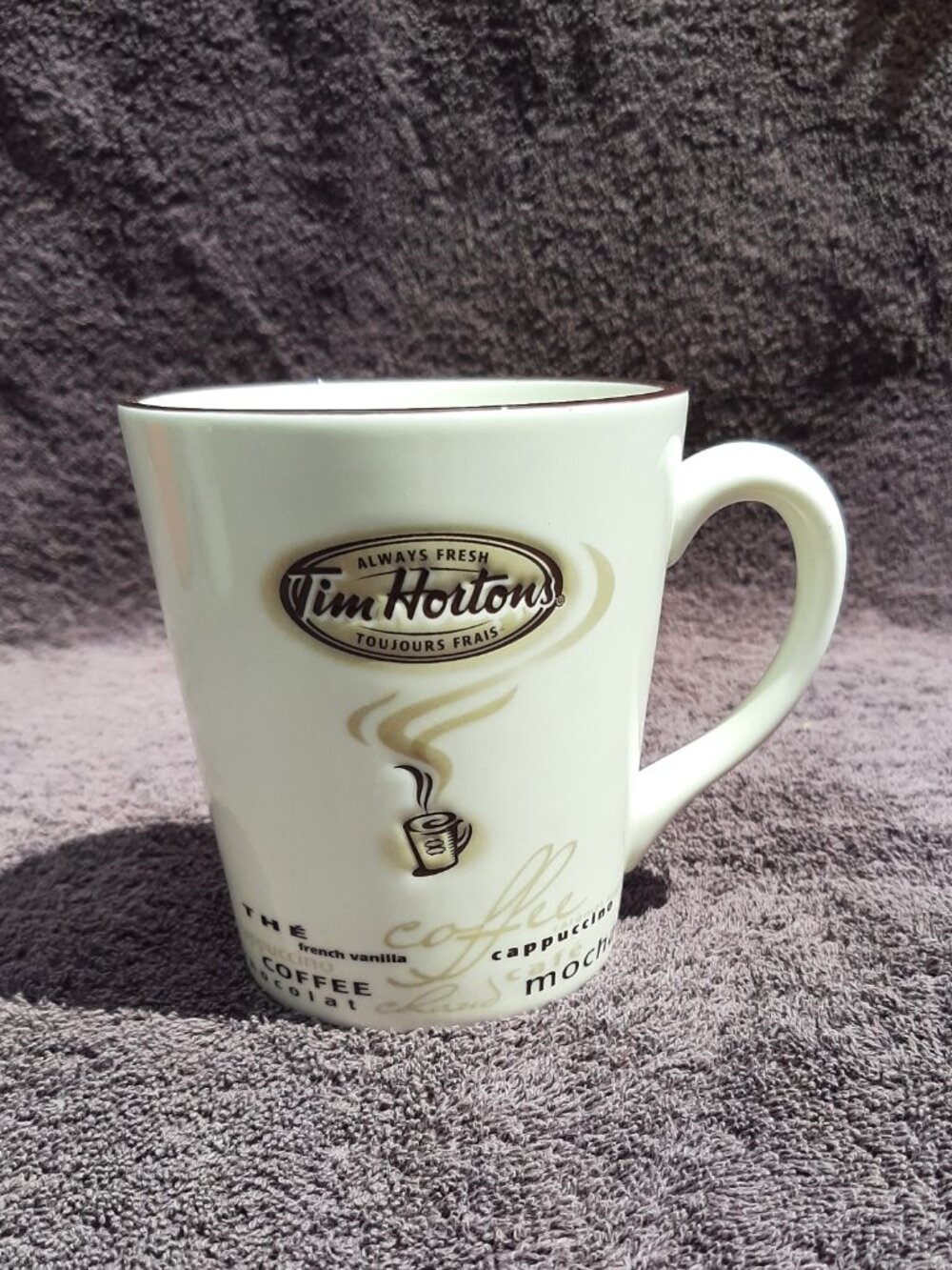 Advertising Coffee Mug Tim Hortons 2005 Ltd Ed #/No 005 Cream Steaming Cup Joe